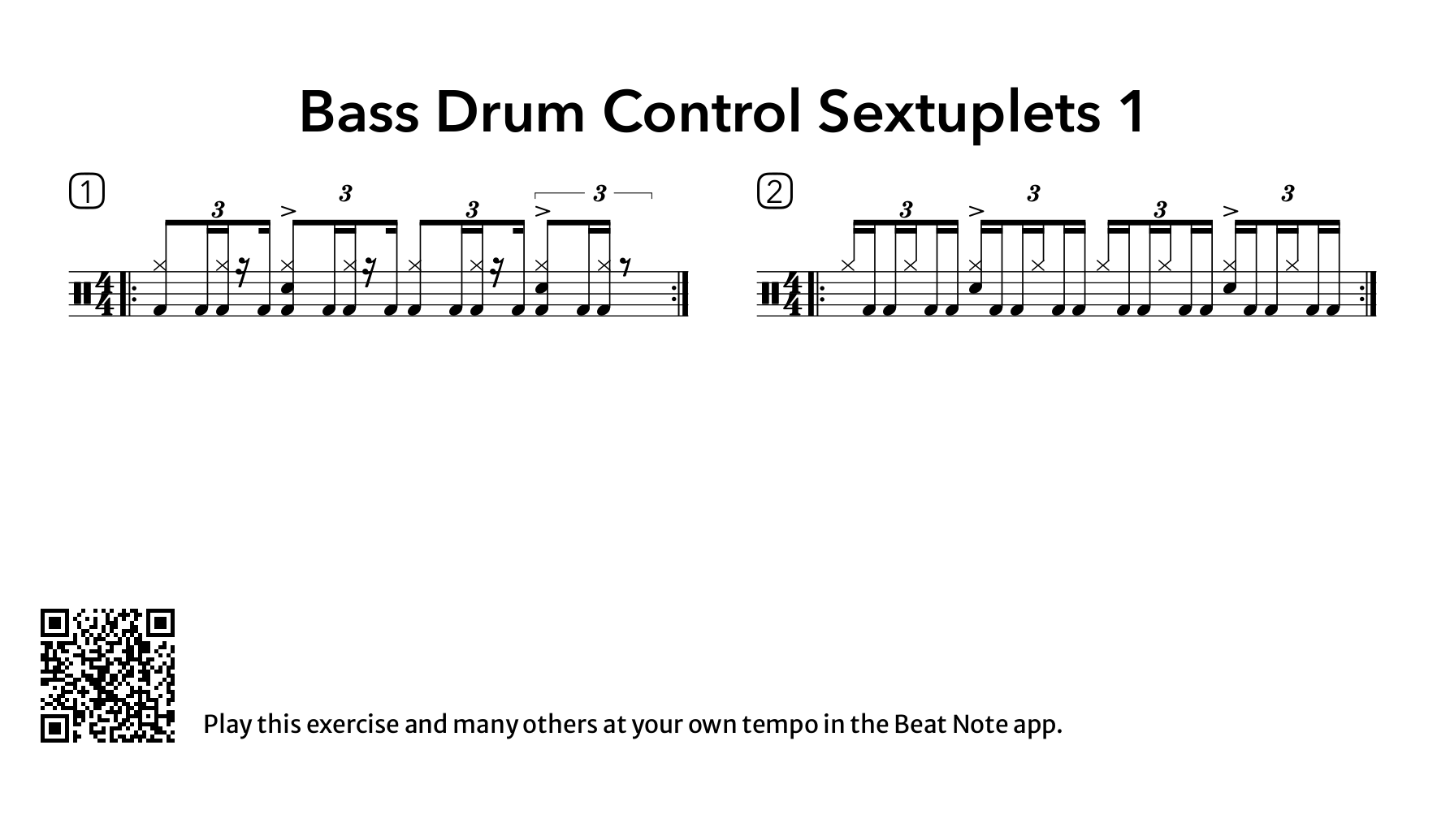Bass Drum Control Sextuplets 1 - Drum Notation