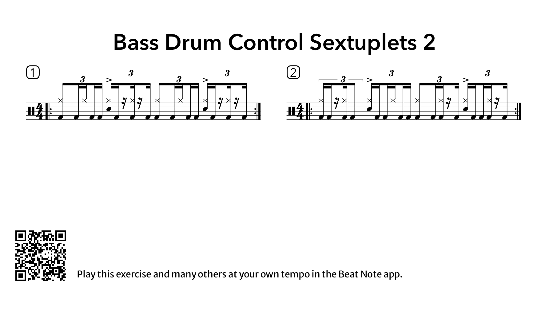 Bass Drum Control Sextuplets 2 - Drum Notation