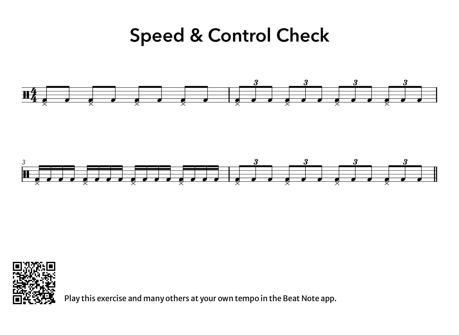 Speed & Control Check - Drum Notation