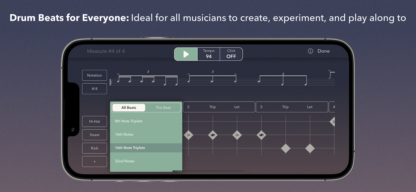 Instrument Beat Note BEAT NOTE | Drum Notation App on your mobile device